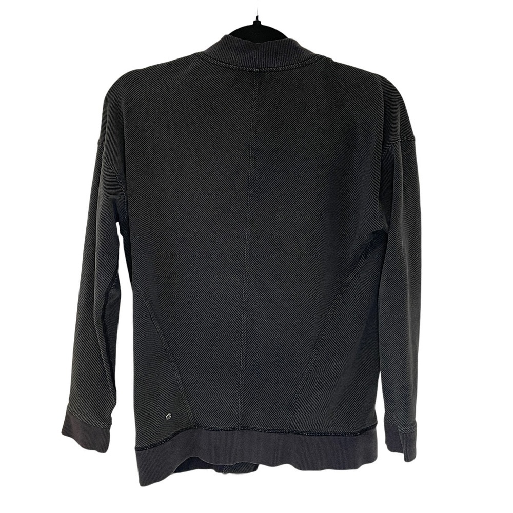 Lululemon Black Asymmetric Striped Moto Jacket SZ Medium - Picture 3 of 10
